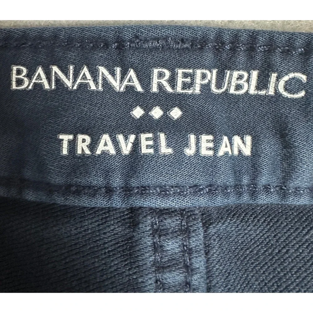 Banana Republic Travel Jeans Mens 34X30 Blue Slim Fit Tapered Dark Wash Denim